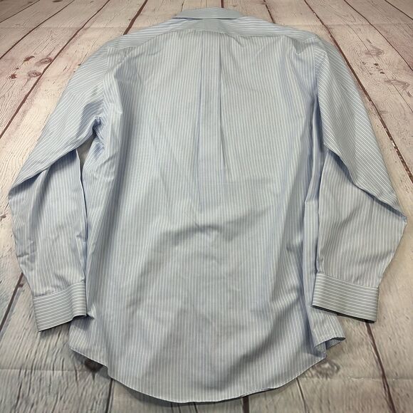 Brooks Brothers Dress Shirt Men Striped Blue Non Iron Supima Cotton 15.5 34 - Picture 9 of 9